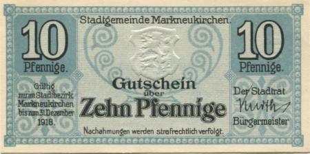 Markneukirchen - Stadt - - 31.12.1918 - 10 Pfennig 