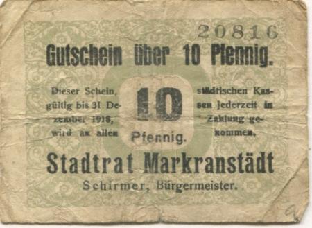 Markranstädt - Stadt - - 31.12.1918 - 10 Pfennig 