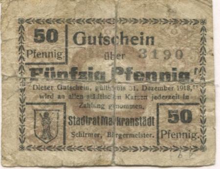 Markranstädt - Stadt - - 31.12.1918 - 50 Pfennig 