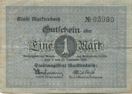 Marktredwitz - 5.15.11.1918 - 1.2.1919 - 1 Mark 