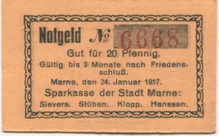 Marne - Sparkasse - 24.1.1917 - 20 Pfennig 