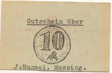 Massing - Hummel, J., Warenhaus - -- - 10 Pfennig 