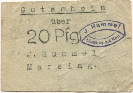 Massing - Hummel, J., Warenhaus - -- - 20 Pfennig 