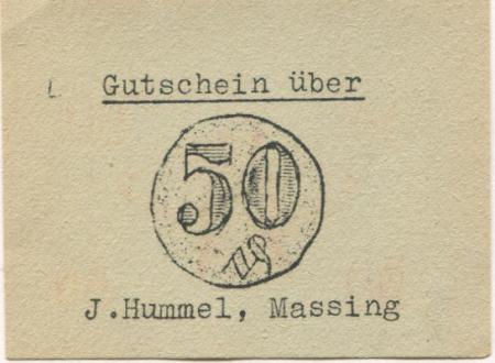 Massing - Hummel, J., Warenhaus - -- - 50 Pfennig 