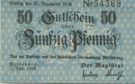 Merseburg - Stadt - 1.7.1918  - 31.12.1919 - 50 Pfennig 
