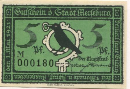 Merseburg - Stadt - 1.5.1921 - 5 Pfennig 