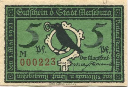 Merseburg - Stadt - 1.5.1921 - 5 Pfennig 