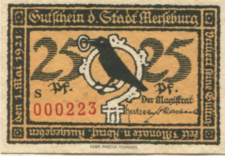Merseburg - Stadt - 1.5.1921 - 25 Pfennig 