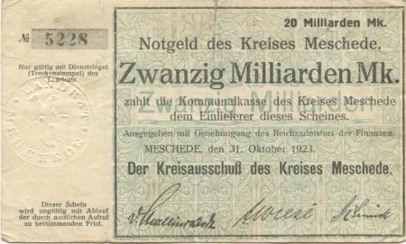 Meschede - Kreis - 31.10.1923 - 20 Milliarden Mark 