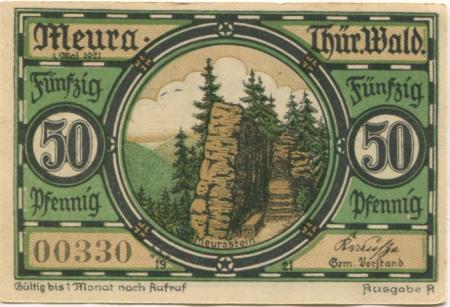 Meura - Gemeinde - 1.5.1921 -  50 Pfennig 
