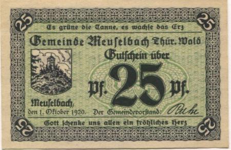 Meuselbach - Gemeinde - 1.10.1920 -  25 Pfennig 