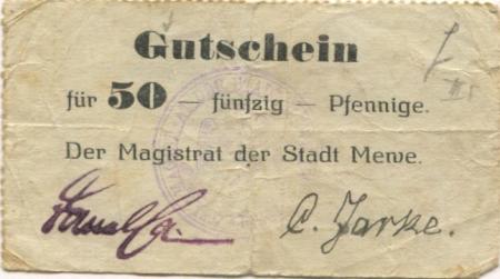 Mewe (heute: PL-Gniew) - Stadt - -- - 50 Pfennig 
