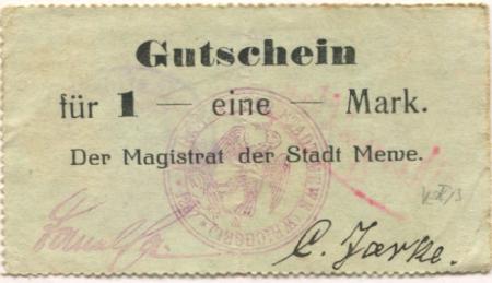 Mewe (heute: PL-Gniew) - Stadt - -- - 1 Mark 