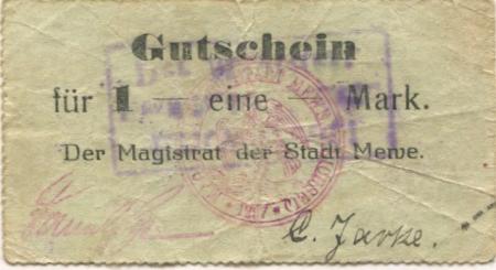 Mewe (heute: PL-Gniew) - Stadt - -- - 1 Mark 