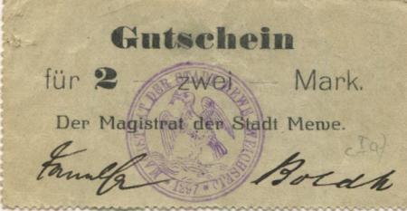 Mewe (heute: PL-Gniew) - Stadt - -- - 2 Mark 