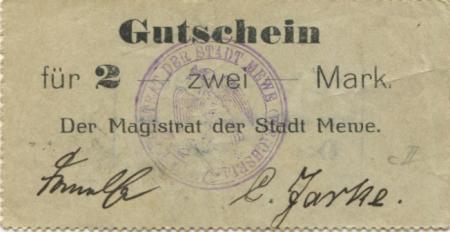 Mewe (heute: PL-Gniew) - Stadt - -- - 2 Mark 