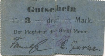 Mewe (heute: PL-Gniew) - Stadt - -- - 3 Mark 