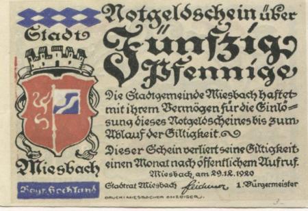 Miesbach - Stadt - 29.12.1920 - 50 Pfennig 