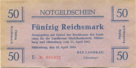Miltenberg - Kreise Marktheidenfeld, Miltenberg und Obernburg - 15.4.1945 - 50 Mark 