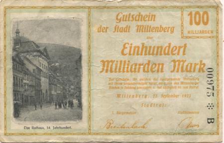 Miltenberg - Stadt - 22.9.1923 - 100 Milliarden Mark 