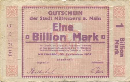Miltenberg - Stadt - 22.9.1923 - 1 Billion Mark 