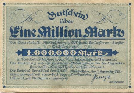 Mindelheim - Bezirk - 1.9.1923 - 1 Million Mark 