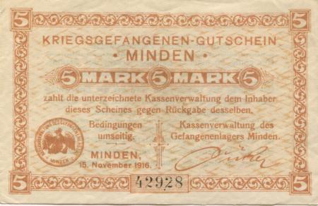Minden - Kriegsgefangenenlager - 15.11.1916 - 5 Mark 