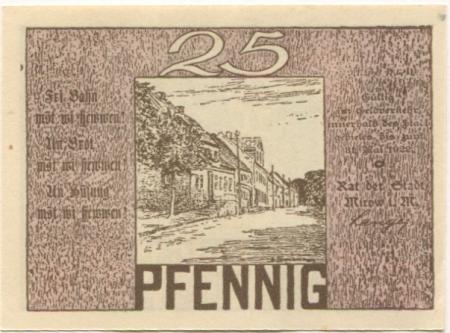 Mirow - Stadt - - 31.5.1922 - 25 Pfennig 