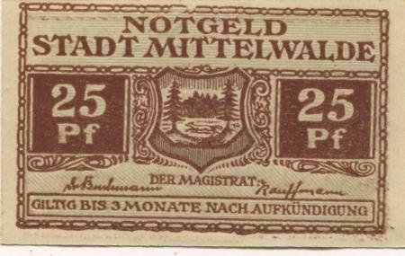 Mittelwalde (heute: PL-Miedzylesie) - Stadt - -- - 25 Pfennig 