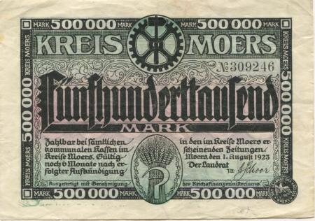 Moers - Kreis - 1.8.1923 - 500000 Mark 