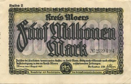 Moers - Kreis - 1.8.1923 - 5 Millionen Mark 