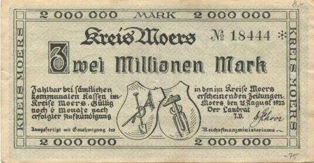 Moers - Kreis - 15.8.1923 - 2 Millionen Mark 
