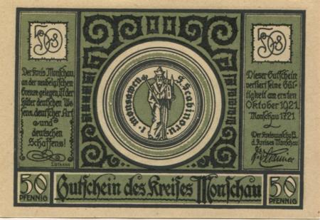 Monschau - Kreis - 1.7.1921 - 1.10.1921 - 50 Pfennig 