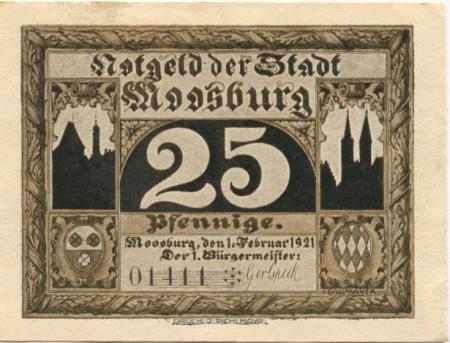 Moosburg - Stadt - 1.2.1921 - 25 Pfennig 