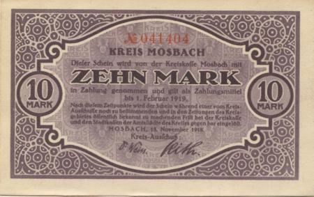 Mosbach - Kreis - 15.11.1918 - 1.2.1919 - 10 Mark 