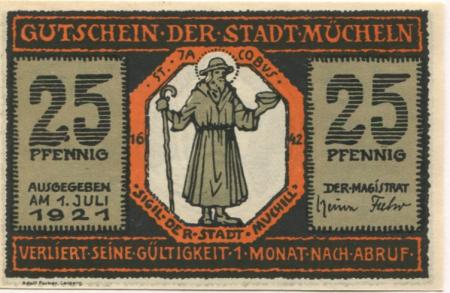 Mücheln - Stadt - 1.7.1921 - 25 Pfennig 