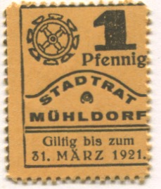 Mühldorf - Stadt - - 31.3.1921 - 1 Pfennig 