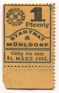Mühldorf - Stadt - - 31.3.1921 - 1 Pfennig 
