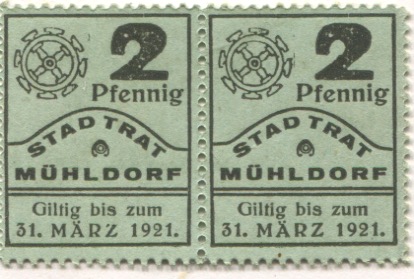Mühldorf - Stadt - - 31.3.1921 - (4) Pfennig 