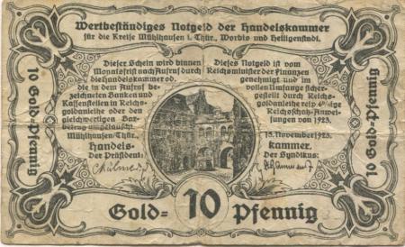 Mühlhausen - Handelskammer Kreis Mühlhausen, Worbis und Heiligenstadt - 15.11.1923 - 10 Gold-Pfennig 