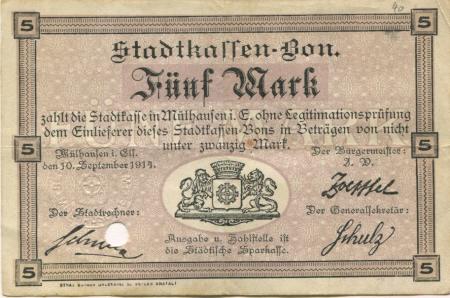 Mülhausen (heute: F-Mulhouse) - Stadt - 10.9.1914 - 5 Mark 