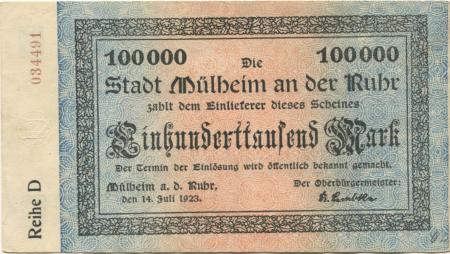 Mülheim - Stadt - 14.7.1923 - 100000 Mark 