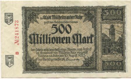 Mülheim - Stadt - 10.8.1923 - 500 Millionen Mark 