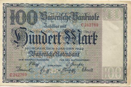 München - Bayerische Notenbank - 1.1.1922 - 100 Mark 