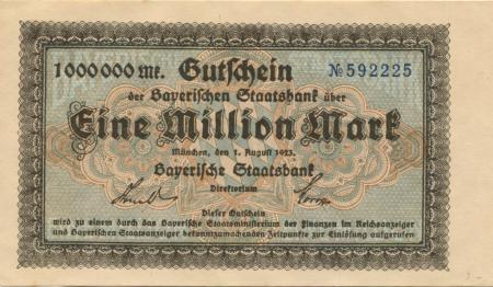 München - Bayerische Staatsbank - 1.8.1923 - 1 Million Mark 
