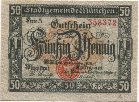 München - Stadt - 25.11.1918 - 50 Pfennig 