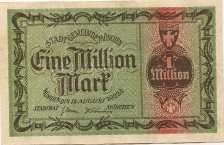 München - Stadt - 14.8.1923 - 1 Million Mark 