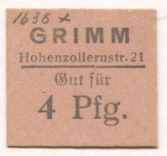 München - Grimm, Hohenzollernstr. 21 - -- - 4 Pfennig 