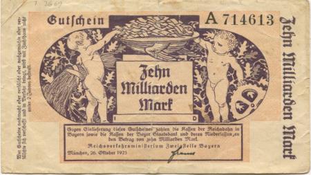 München - Reichsverkehrsministerium, Zweigstelle Bayern - 26.10.1923 - 10 Milliarden Mark 