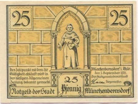Münchenbernsdorf - Stadt - 1.9.1921 - 25 Pfennig 